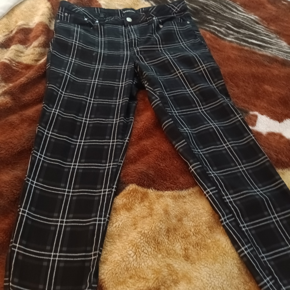 Needle&cloth black plaid skinny ankle jeans
